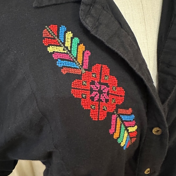 CAROLINA K Natalie Black Embroidered Shirt Dress Size Medium - Picture 5 of 11